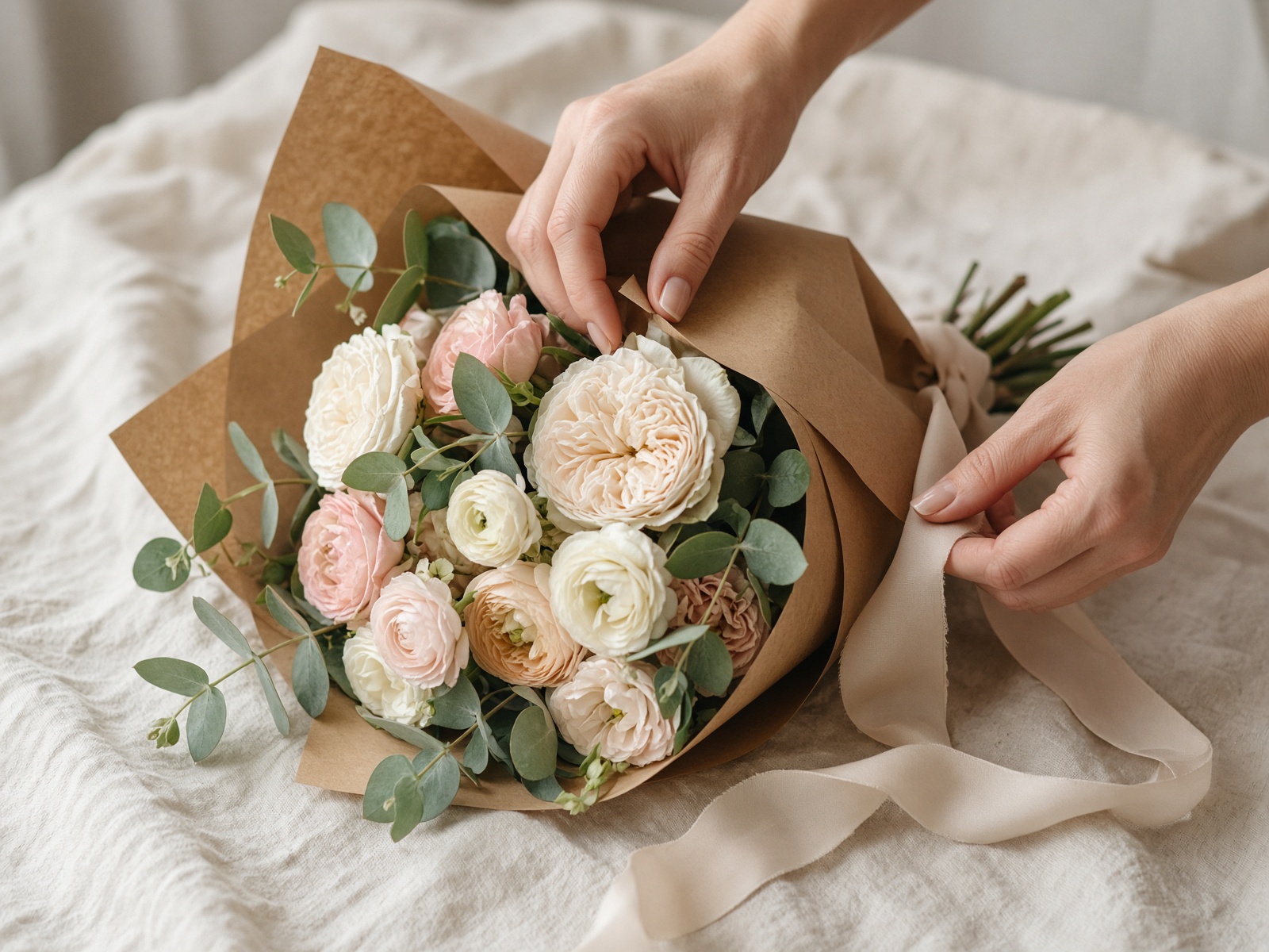 Wrapping a bouquet